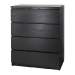 MALM Commode 4 tiroirs, brun noir